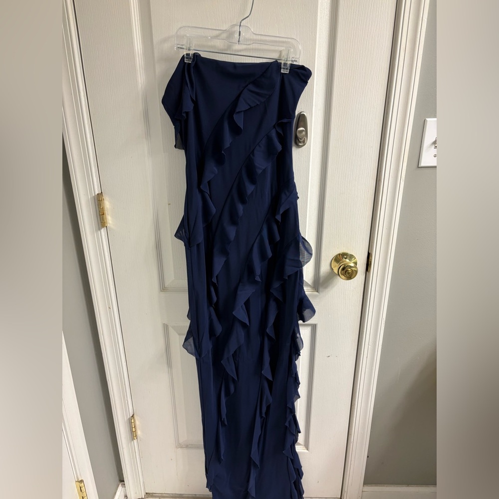 Windsor Navy Ruffle Maxi Dress